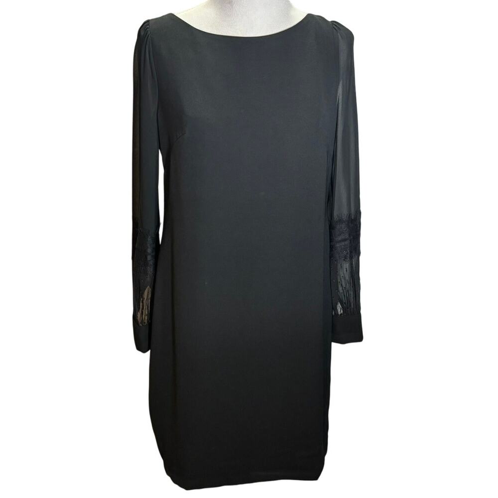 Ann Taylor Black Sheath Dress Size 6 NWT Lace Sleeve Detail Elegant LBD